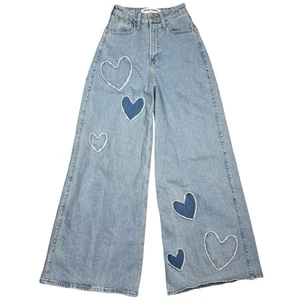 Jeans Social Tourist taglia 24 vita ultra alta Y2K larghi denim gamba larga Abercrombie - Foto 1 di 6