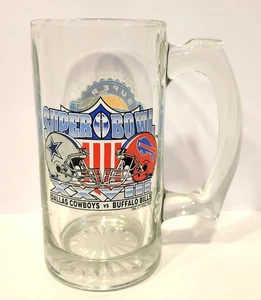 Vintage 1994 Super Bowl XXVIII 28 Glass Mug Cowboys Bills Georgia Dome Atlanta - Picture 1 of 8