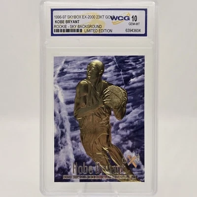 1996-97 KOBE BRYANT SKYBOX EX-2000 RARE ROOKIE BLUE SKY 23KT GOLD WCG GEM-MT 10 - Image 1 of 4