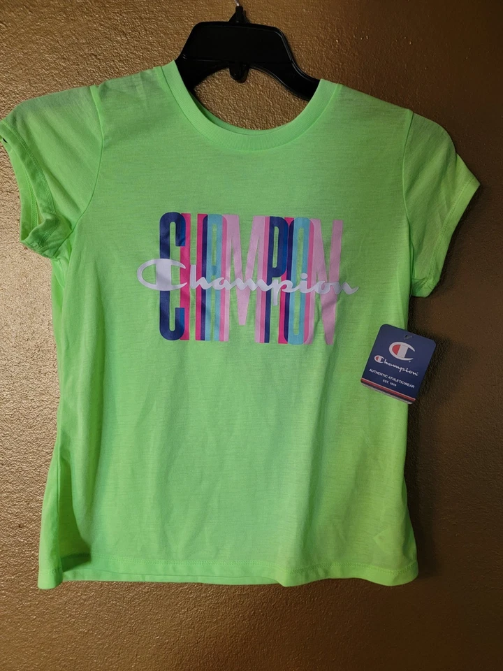 CHAMPION GIRL'S SCRIPT LOGO TEE SHIRT, SIZE XL. - Image 1 of 4
