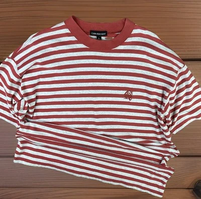 Винтажная спортивная футболка Calvin Klein 90-е кольцо футболка в полоску ретро CK мужская размер L РЕДКАЯ - Изображение 1 из 4