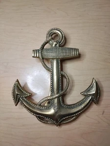 Vintage Brass Anchor Door Knocker - Great Patina - 8"x7" - Picture 1 of 16
