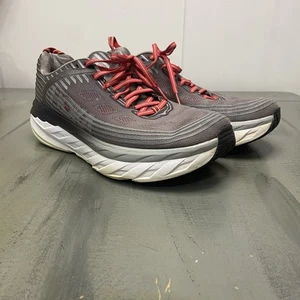 Hoka One One Bondi 6 Mens Running Shoes 10E Wide US Sneakers Gray Red Lace Up - Picture 1 of 16