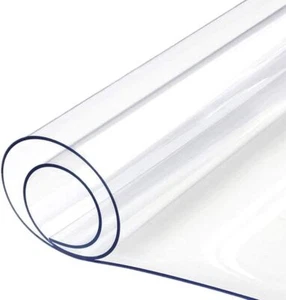60-Gauge Clear Plastic Vinyl Fabric - 54" Wide PVC 1 3 5 10 15 21 yd. Sheet Roll - Picture 1 of 5