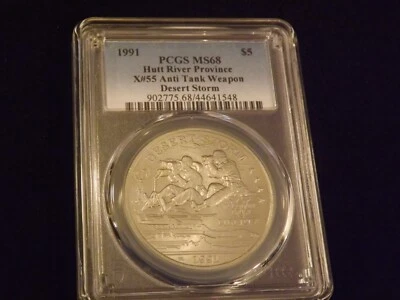 1991  $5  Hutt  River Province   Desert Storm  x#55 Anti Tank Weapon  PCGS MS 68 - Image 1 of 2
