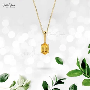 1/2 CT Natural Citrine Gemstone Handmade 14k Solid Gold Jewelry Oval Cut Pendant - Picture 1 of 22