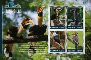 Hornbill Stamp Bird Nature Flower Souvenir Sheet of 4 Mint NH - Picture 1 of 1
