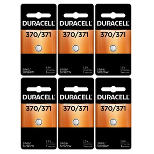 6 370/371 Duracell Silver Oxide Batteries (AG6, D370, D371, G64, SR69, SR920W) - Picture 1 of 2