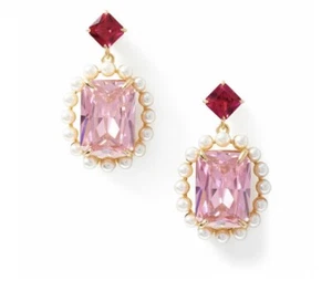 $98 Kate Spade Victoria Fresh Squeeze Bouquet Pavé Gold Earring Pink J7 - Picture 1 of 2