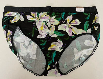 Lane Bryant Cacique 22 / 24 黑色花卉棉质高腿内裤内衣 — 第 1/4 张图片