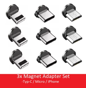 Ersatz Magnet Adapter Stecker TYP-C Micro USB für Samsung iPhone Ladekabel 2,4A - Bild 1 von 13