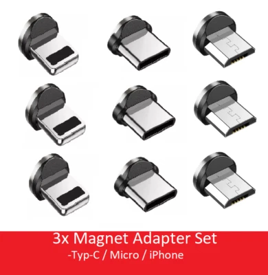 Ersatz Magnet Adapter Stecker TYP-C Micro USB für Samsung iPhone Ladekabel 2,4A - Bild 1 von 4