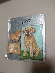 Primitives By Kathy Wooden Yellow Lab Wiggle Butts 3 pc Magnet Set NIP Dog Gift - Picture 1 of 2