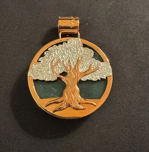 SS Copper Jade Rarities Tree of Life Large Reversible Pendant - Picture 1 of 7
