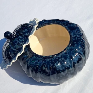 JK Keramik Glas Obsidian Kristallglasur Keramik Kürbis Duochrom irisierend - Bild 1 von 11