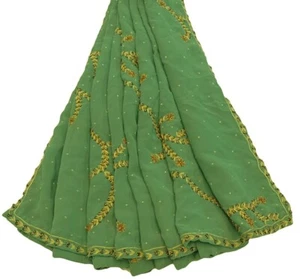 Dupatta Scarf Vintage Indian Embroidered Long Stole Shawl Woman Hijab LD7098 - Picture 1 of 8