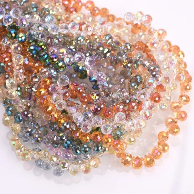 Lote de 20 cuentas colgantes de vidrio facetado lágrima colorida brillante de 8 mm Foto 1 de 4