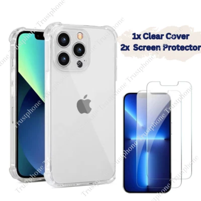 Protetor de tela com capa transparente para iPhone 12 11 Pro Max XR Xs X 8 7 Plus - Imagem 1 de 4