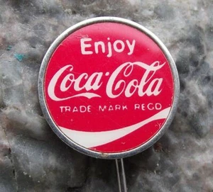 Antique Enjoy Coca Cola Soft Fizzy Carbonated Drink Coke Motif Logo Pin Badge - Picture 1 of 2