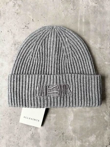 Allsaints graue Strickmütze | gesticktes Logo | Einheitsgröße Erwachsene | brandneu - Bild 1 von 6