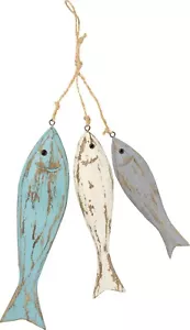 Primitives by Kathy Rustic Fish Hanging Decor Set 3 Beach House Coastal - Picture 1 of 1