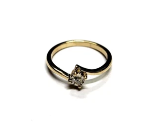0.04 Ct Solitaire Natural Diamond Ring H/SI1 Grade 14K Yellow Gold Size 6 US - Picture 1 of 15