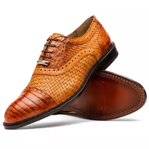 NEW Marco Di Milano Dress Shoes Lace Up Fashion Crocodile Leather John Brandy - Picture 1 of 6