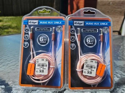 IEDGE 2 PACK  3.5mm Male to Male Aux Cable Cord Car Audio Headphone Jack 6 FT - Image 1 of 2