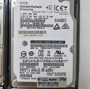 NEW HPE 718160-B21 718291-001 1.2TB 6G 10K G6 G7 SAS 2.5" HDD DP 0 HOURS - Picture 1 of 4