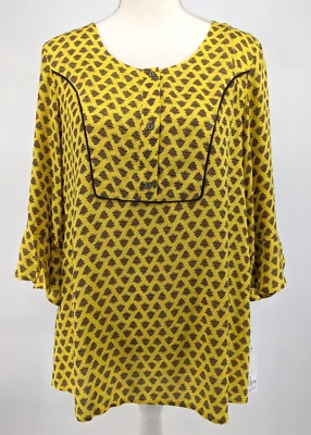 Blusa Jockey Person to Person Rayón Manga 3/4 Mostaza Para Mujer Talla Pequeña Nueva Con Etiquetas Foto 1 de 4