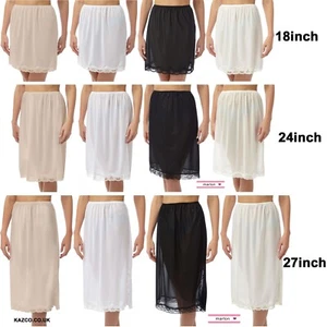 Half Slip Petticoat Underskirt Waist Ladies 18" 24" 27" Size 12-26 Black White + - Picture 1 of 26