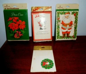 3 Vintage Neu in Verpackung Hallmark Feiertag Weihnachten Einladungen (24) + 1 Tischkarten (8) - Bild 1 von 9