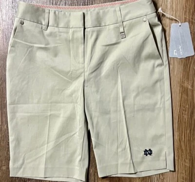Notre Dame Cutter & Buck Golf Shorts Womens Size 4 NWT Khaki Bermuda Quick Dry - Image 1 of 4