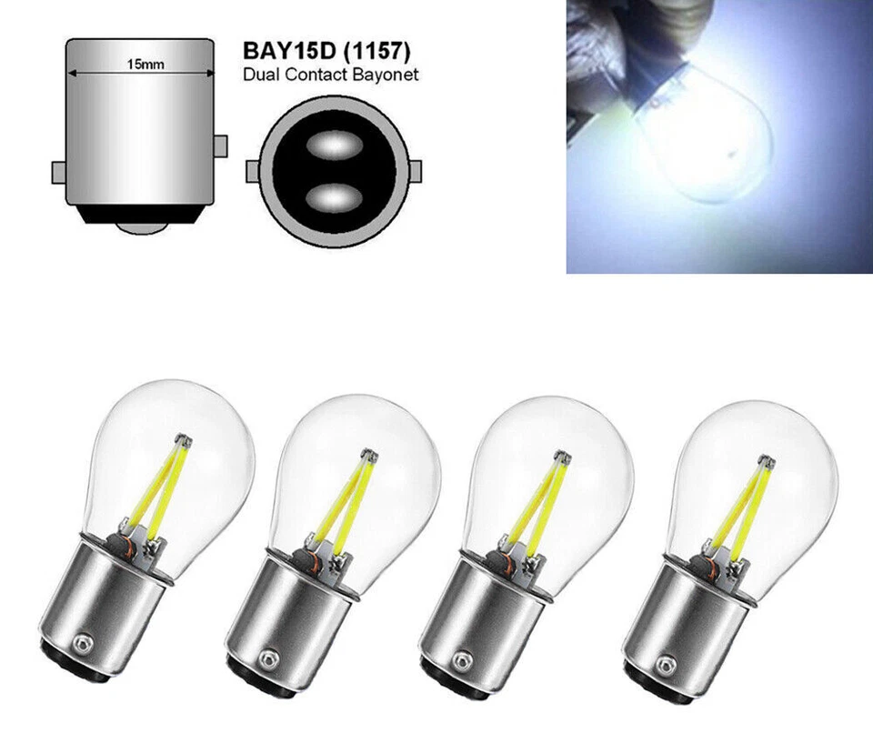 2X P21/5W BAY15D 1157 COB Auto LED Bremslicht Rückleuchte Lampe Weiß 12V/24V - Bild 1 von 4