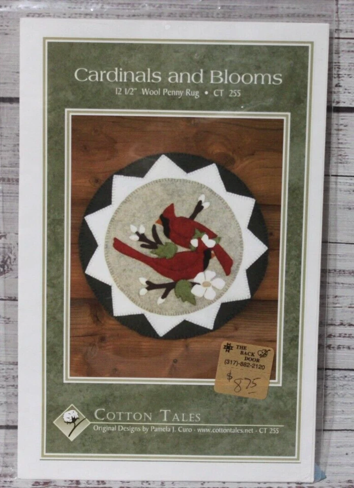 CARDINALS AND BLOOMS Wool Penny Rug Cotton Tales pattern - Image 1 of 1