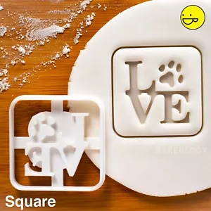 Philly LOVE with Paw print cookie cutter: Square Shape | paws dog dogs biscuit - Picture 1 of 6