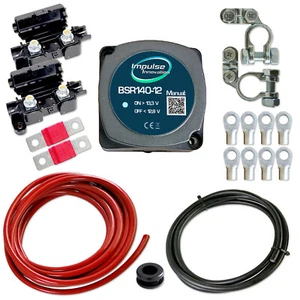 BSR Automatik Trennrelais 12V 140A Zweit Doppel Batterie Set 6m Kupfer Kabel Kit - Bild 1 von 6