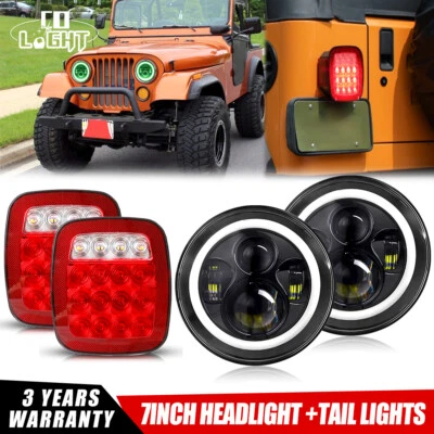 Kits de luces traseras giratorias de faros LED de 7 pulgadas combo para Jeep CJ-7 1976-1986 4 un. Foto 1 de 4