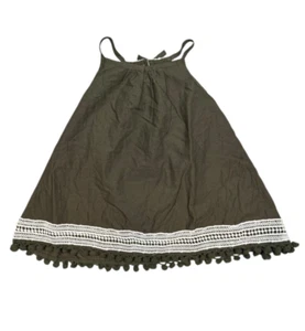 Tommy Bahama Girls Green Sleeveless A-Line Mini Pom Pom Hem Dress Size 24 M - Picture 1 of 7