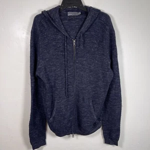 Vince Wool Linen Blend Hoodie Zip Up Sweater Navy XL - Picture 1 of 7