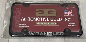 JEEP WRANGLER License Plate Frame Stainless Steel BLACK- Au-Tomotive Gold - Picture 1 of 2