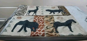 Set Of 4 African Safari distressed look pillow covers tiger zebra Elep giraffe - Picture 1 of 8