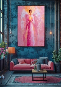 Chamuel Wandbild - moderner Erzengel rosa - Poster Wohnzimmer, Schlafzimmer - Bild 1 von 5