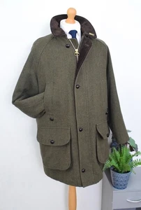 Vintage BARBOUR Derby Tweed Hunting Coat Size 46/56 Shooting XL 80's Herringbone - Picture 1 of 15