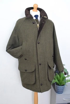Vintage BARBOUR Derby Tweed Hunting Coat Size 46/56 Shooting XL 80's Herringbone - Image 1 of 4