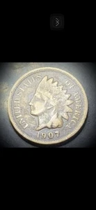 1907 INDIAN HEAD CENT W/ STRIKE THROUGH - Picture 1 of 11