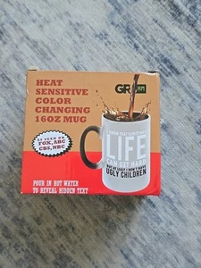 Heat Sensitive Color Changing Mug- Add Hot Water to Reveal Hidden Text - Picture 1 of 6