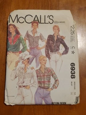 McCall's - 6938 - Size 14 - Misses' Button Down Yoked Shirt - Sewing Pattern - Image 1 of 2