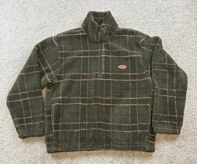 Jaqueta masculina Woolrich grande verde mistura de poliéster caça lã ao ar livre 1/4 ZIp - Imagem 1 de 4