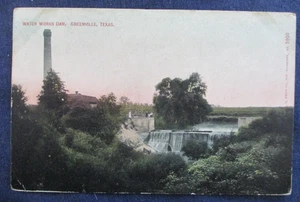1909 Greenville Texas Water Works Dam Postcard & Flag Cancel - Picture 1 of 2